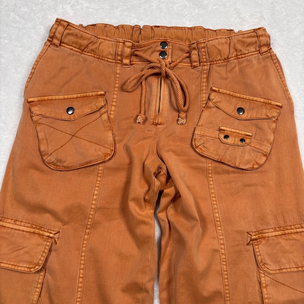 Free People Cargo Tahiti Pant Women L Rust Orange Utility Wide Leg Cropped Baggy - Picture 4 of 16